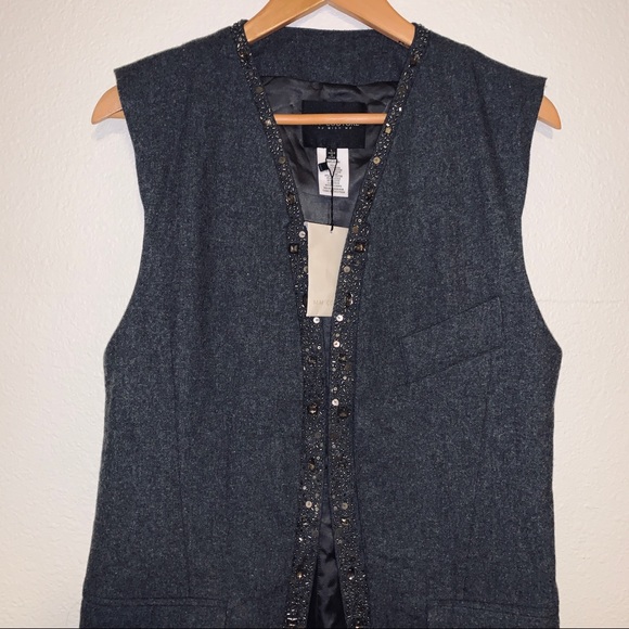 🦋NWT MM Couture Long Gray Vest - Picture 2 of 4